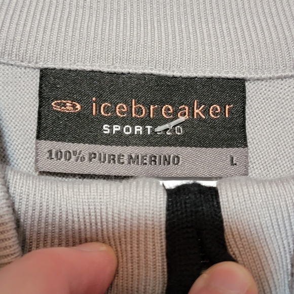 Icebreaker Merino Wool LS Quarter Zip Sweater Size Large Thumb Holes - Picture 4 of 8